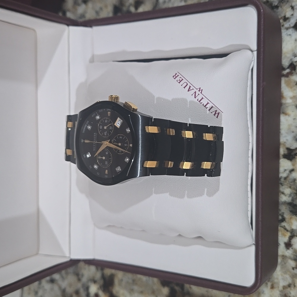 Wittnauer Swiss Chronograph G15 Watch | Black & Gold | New in Box - Picture 5 of 7
